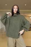 Big Softie Funnel Grunge Knit Khaki